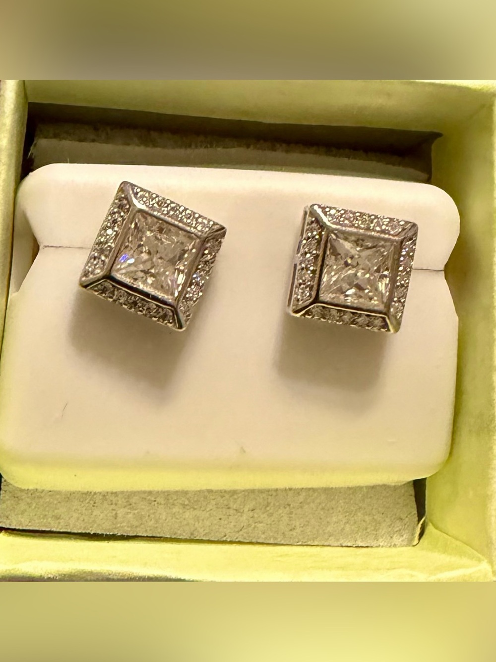 925 Sterling Silver Moissanite 2.00 CTW Halo Stud Earrings